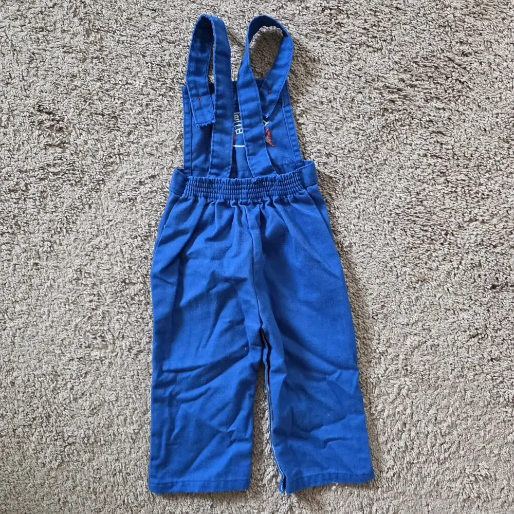 Vintage Garanimals Embroidered Football Bib Overalls Boys 12m Blue Red 90s Retro